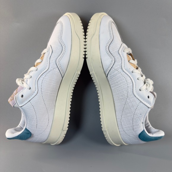 Adidas SC Premiere Women 6 Sneakers White Bone Leather Mesh Low Lace Up Shoes - Picture 9 of 16